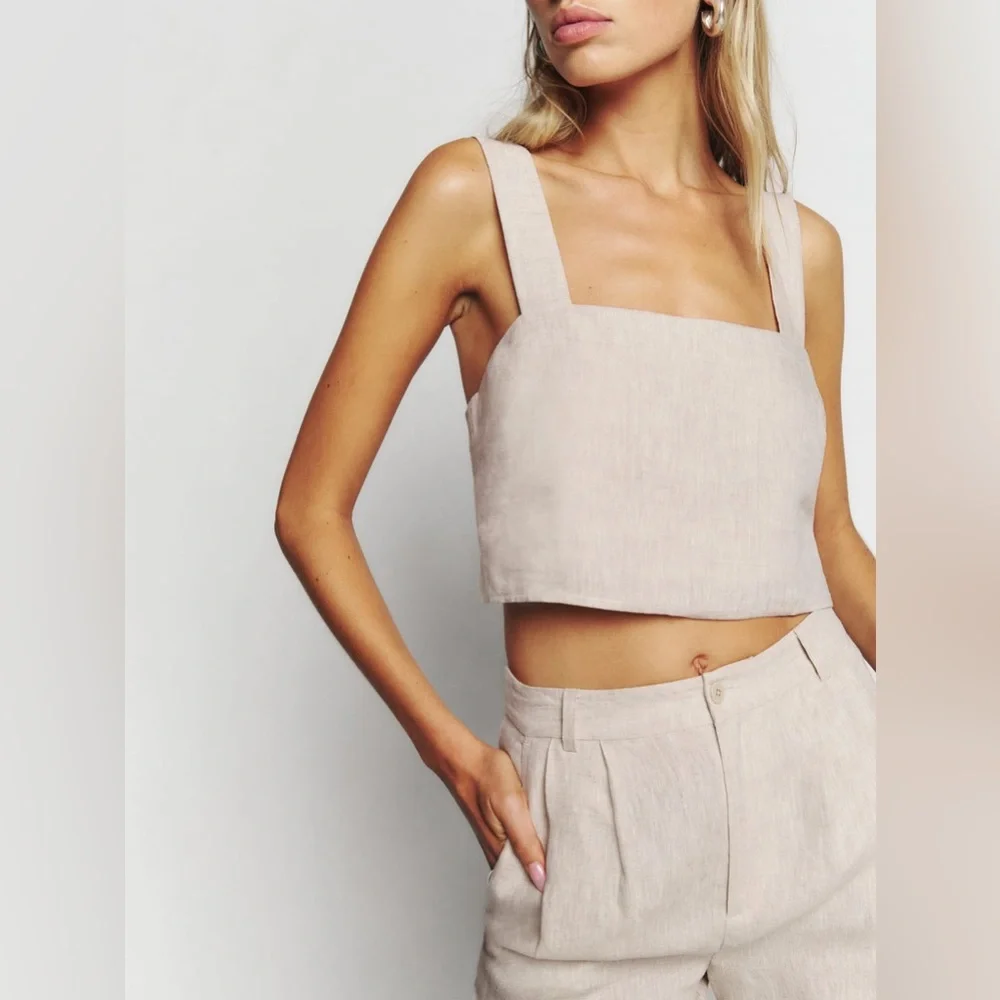 NWT Reformation Olivia Linen Two Piece, Petite